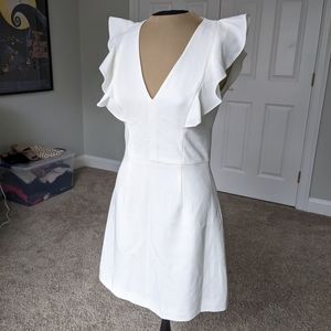 French Connection White Whisper Ruffle Minidress